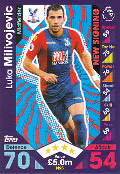 Luka Milivojevic Crystal Palace 2016/17 Topps Match Attax Extra New Signing #NS5